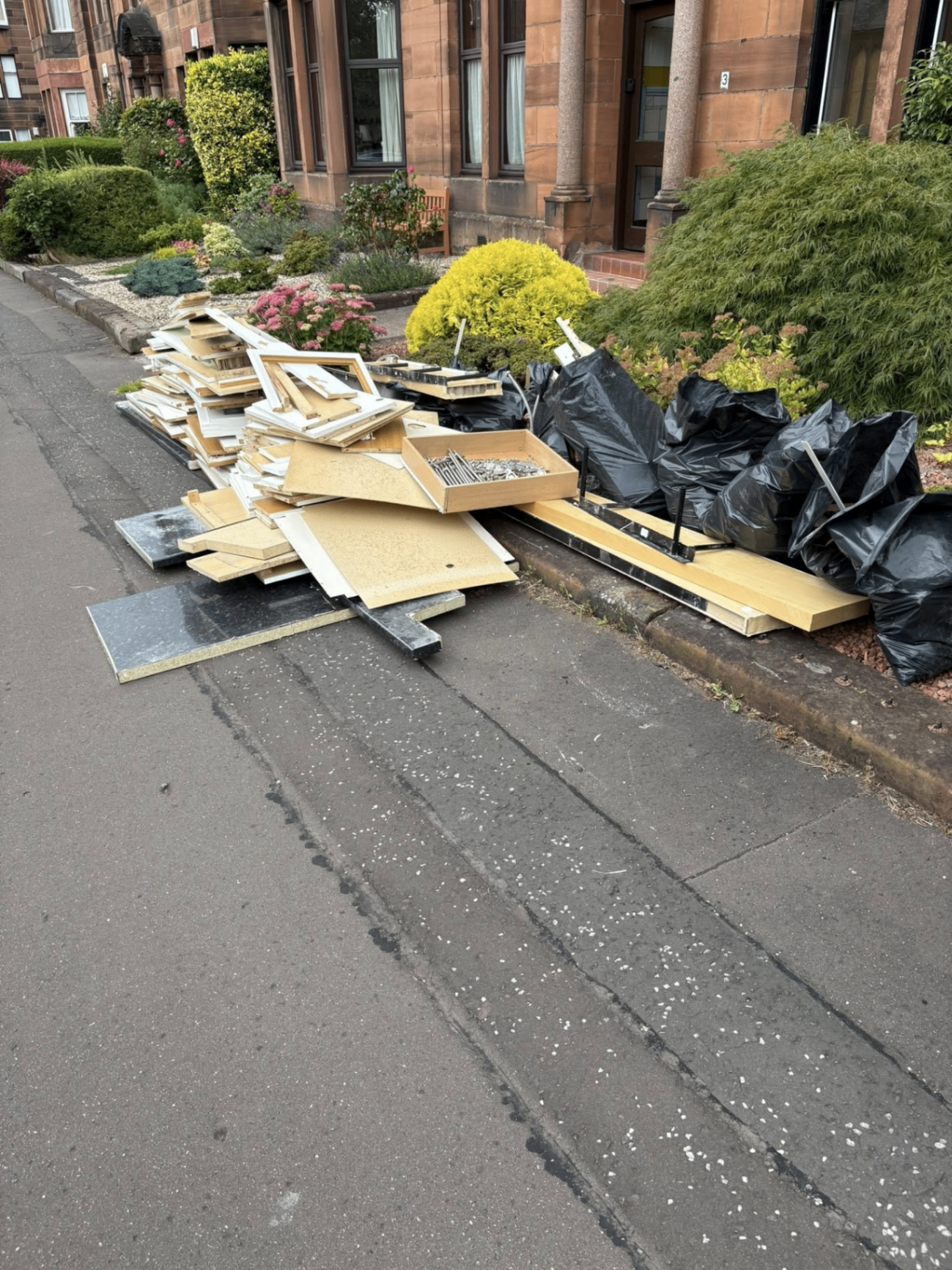 Before rubbish removal - Front Garden Waste Removal in Glasgow by JM Rubbish Removal